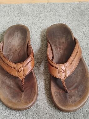 Olukai Men's Brown Leather Sandals Size 12